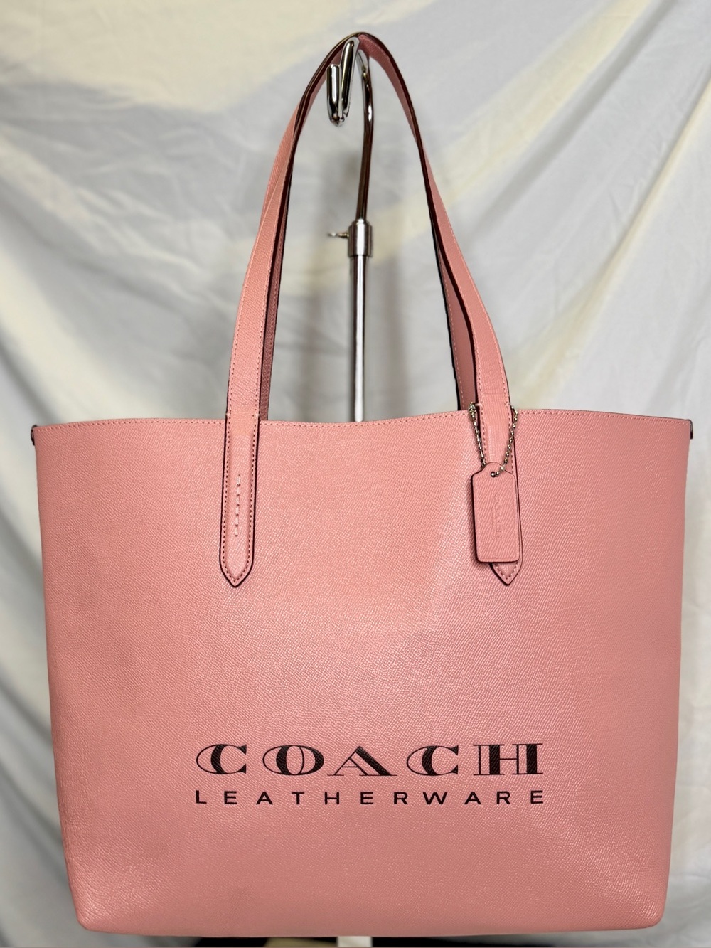 COACH Highline Mauve Dark Pink Crossgrain Leather Carryall Large Tote Bag